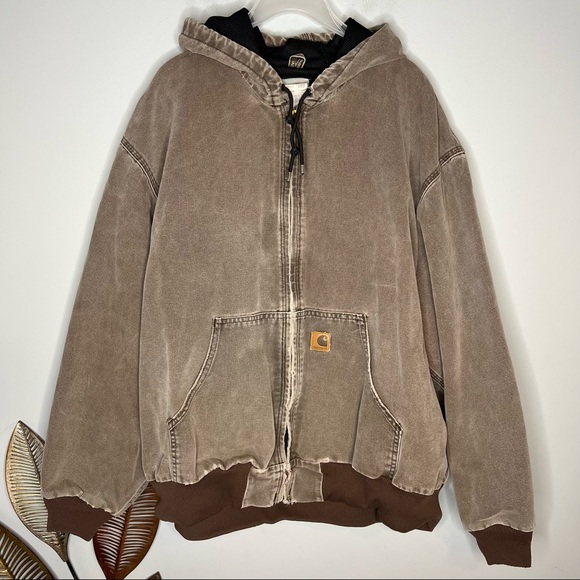 Carhartt Other - Vintage Carhartt Union Hooded Jacket 90s Brown Cotton Canvas Workwear Coat